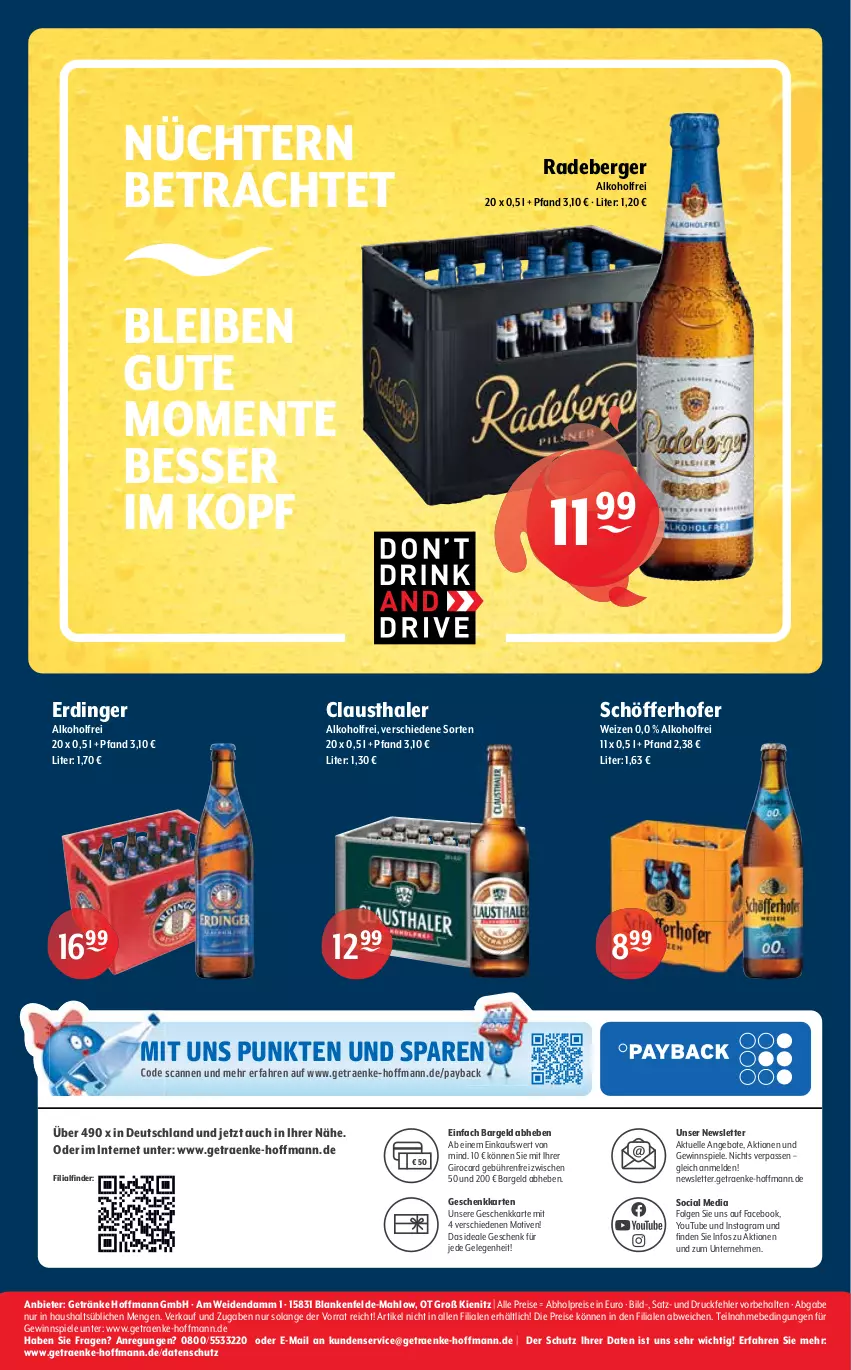 Aktueller Prospekt Getraenke Hoffmann - Prospekte - von 05.09 bis 10.09.2022 - strona 12 - produkty: abholpreise, alkohol, angebot, angebote, aust, Berger, clausthaler, eis, elle, ente, erdinger, getränk, getränke, gewinnspiel, LG, payback, radeberger, reis, schöfferhofer, Spiele, Ti, Yo