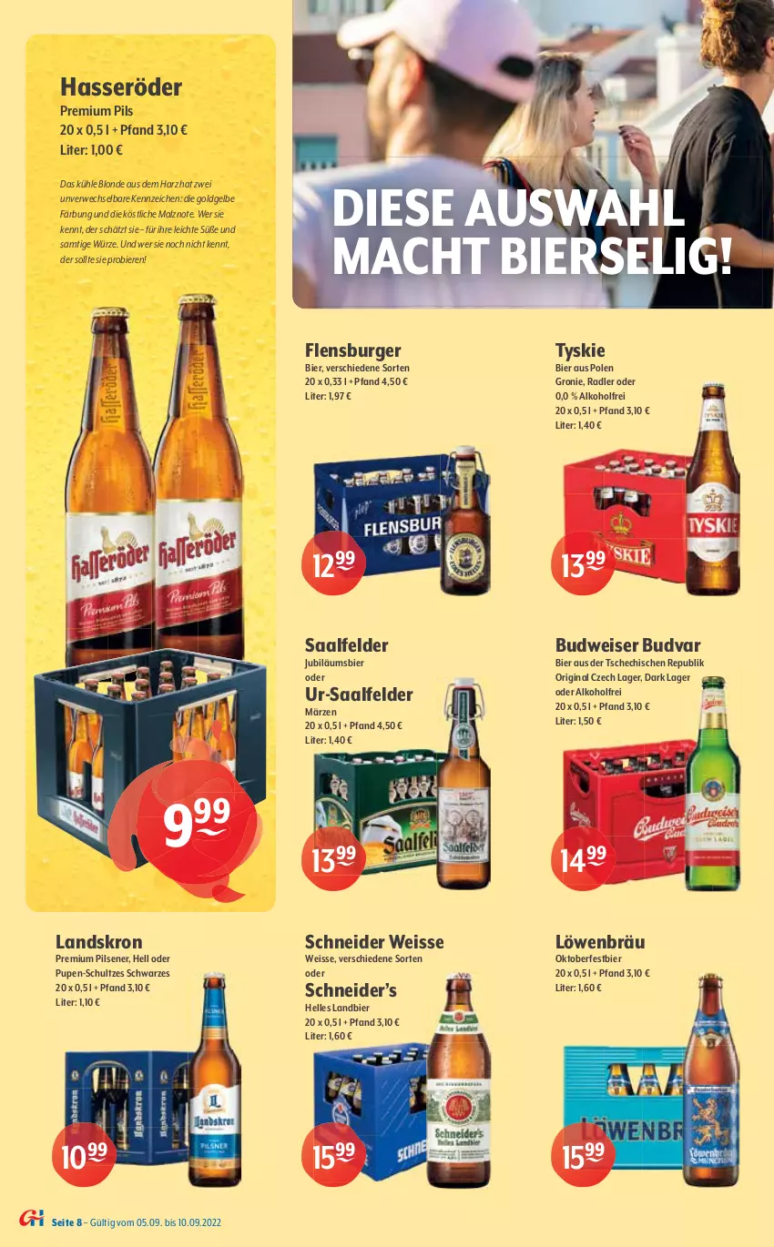 Aktueller Prospekt Getraenke Hoffmann - Prospekte - von 05.09 bis 10.09.2022 - strona 8 - produkty: alkohol, Berger, berliner, bett, bettwäsche, bier, Biere, budweiser, burger, eis, elle, erde, flensburger, franziskaner, getränk, getränke, gewinnspiel, gin, hasseröder, Jubiläums, köstritzer, LG, mac, mais, malz, natur, oder radler, pils, pilsener, pilsner, premium pils, radeberger, radler, reis, rwe, Saalfelder, Spiele, Sternburg, Ti, tyskie, weck, weissbier