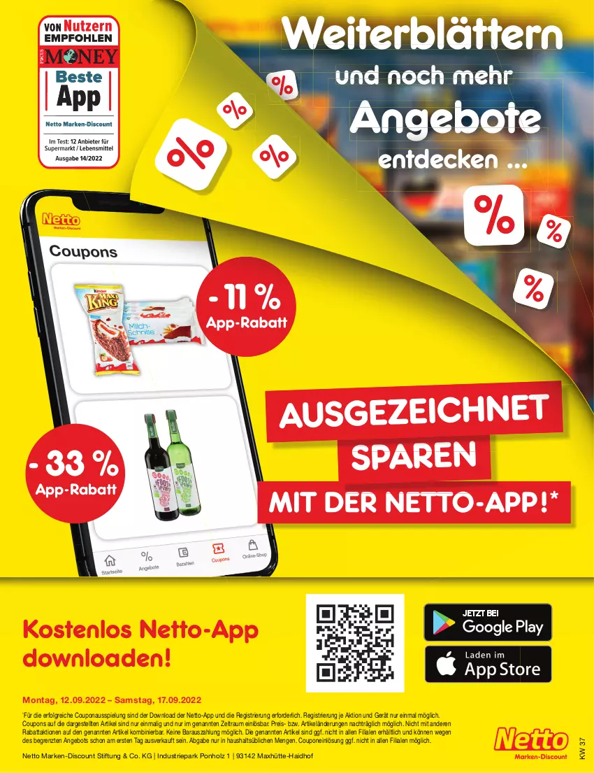 Aktueller Prospekt Netto Marken-Discount - Filial-Angebote - von 12.09 bis 17.09.2022 - strona 41 - produkty: angebot, angebote, coupon, coupons, decke, discount, eis, Holz, LG, marken-discount, reis, Ti, ZTE