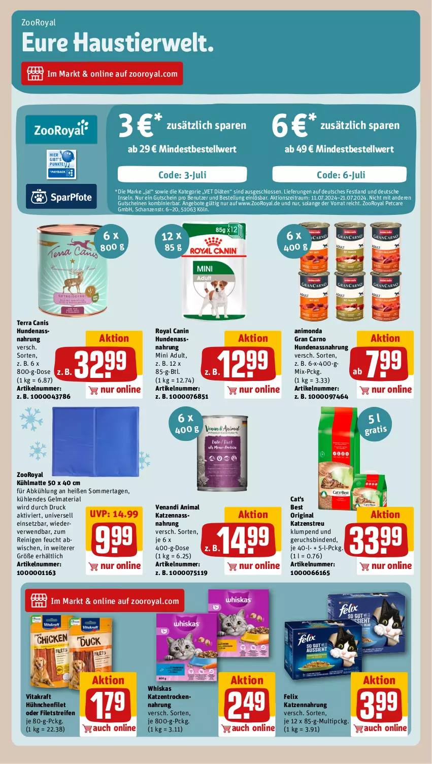 Aktueller Prospekt Rewe - Prospekte - von 15.07 bis 20.07.2024 - strona 13 - produkty: angebot, angebote, aust, binden, felix, filet, filets, gin, gutschein, gutscheine, katzennahrung, Katzenstreu, kraft, Nassnahrung, reifen, Ria, rwe, Stier, Ti, vita, vitakraft, whiskas