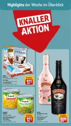 Gazetka promocyjna Rewe - Prospekte - Gazetka - ważna od 20.07 do 20.07.2024 - strona 2 - produkty: bonduelle, bonduelle goldmais, elle, erbsen, gin, Goldmais, irish cream, Kinder, Kinder Maxi, kinder maxi king, liqueur, mais, milch, Milchschnitte, pingui