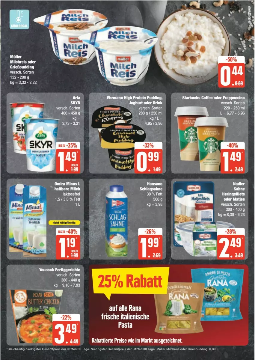 Aktueller Prospekt Edeka - Prospekte - von 02.09 bis 07.09.2024 - strona 13 - produkty: eis, fertiggericht, fertiggerichte, Grießpudding, milch, milchreis, Müller, pasta, pudding, reis, Ti, Yo, YouCook, ZTE