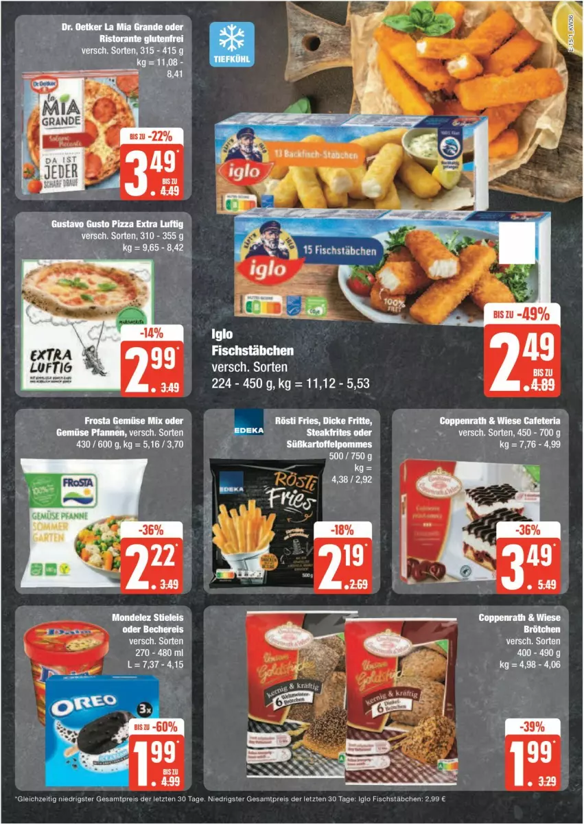 Aktueller Prospekt Edeka - Prospekte - von 02.09 bis 07.09.2024 - strona 15 - produkty: coppenrath, Dr. Oetker, eis, fisch, fischstäbchen, iglo, LG, pfanne, reis, Ti, ZTE