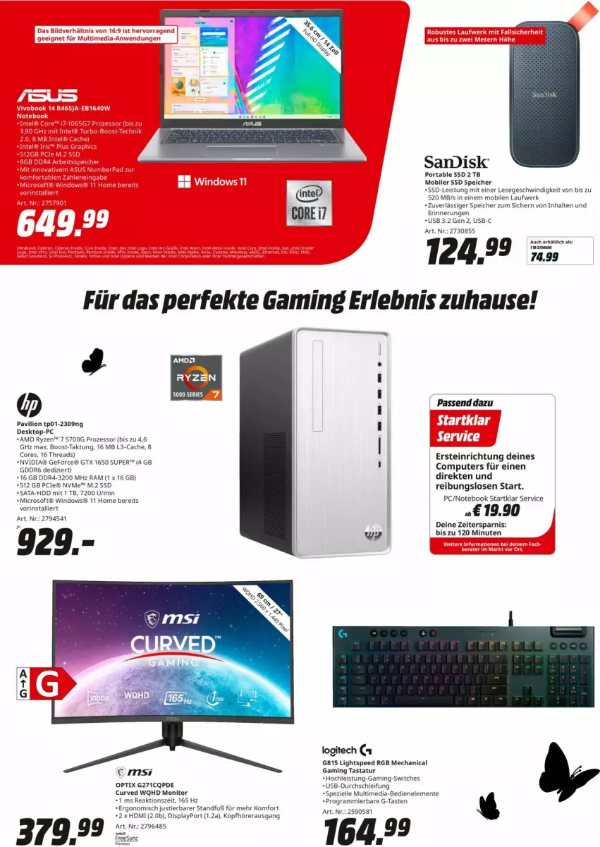 Aktueller Prospekt Media Markt - Prospekte - von 24.04 bis 29.04.2023 - strona 5 - produkty: computer, Desktop-pc, eis, elle, ente, geforce, gtx, HDD, HDMI, kopfhörer, lion, logitech, monitor, notebook, nvidia, pute, ryzen, sandisk, spee, Spezi, ssd, Stier, Ti, usb