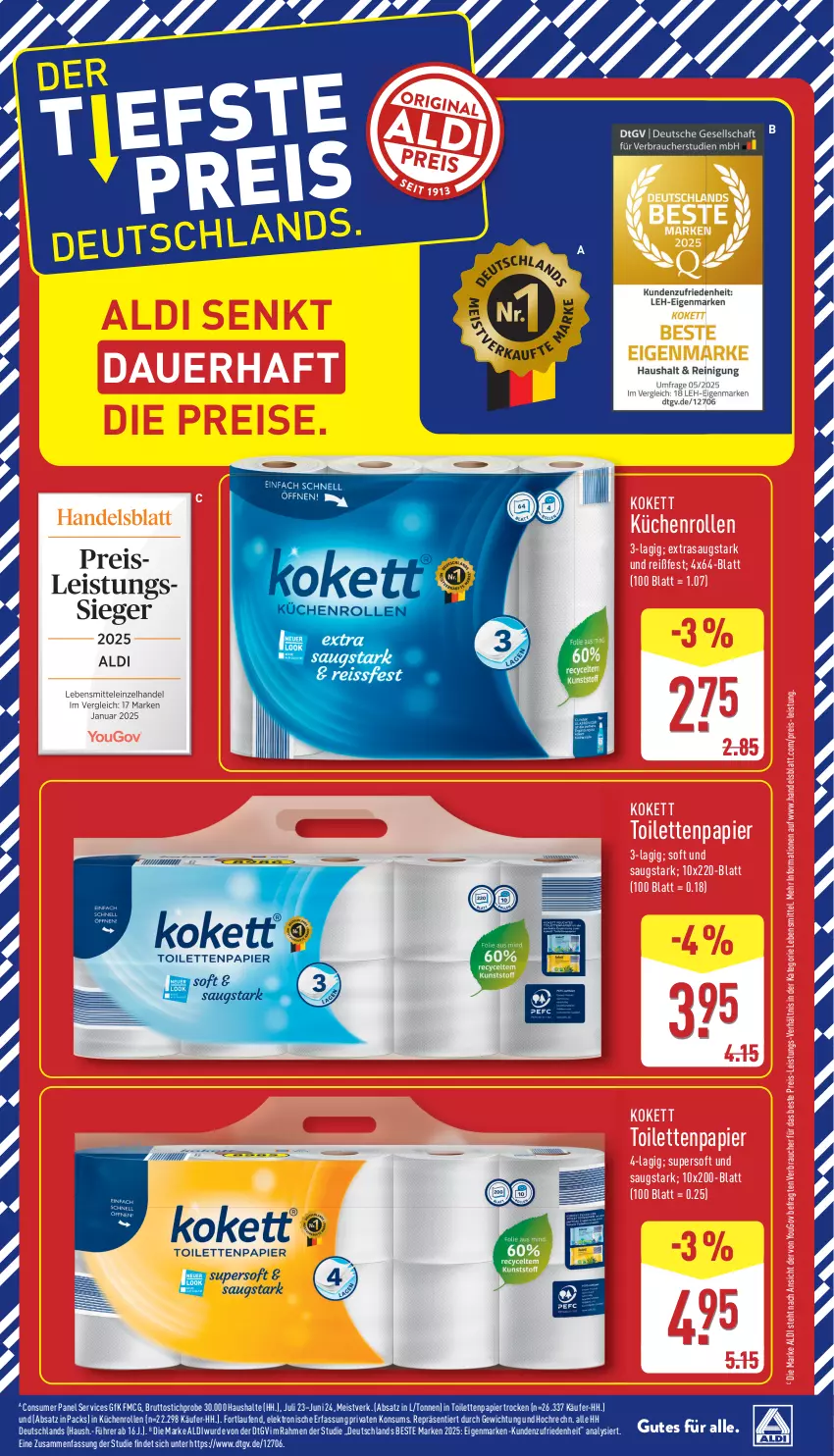 Aktueller Prospekt Aldi Nord - Von Montag - von 30.06 bis 05.07.2025 - strona 12 - produkty: aldi, auer, brut, eis, Elektro, HP, küche, Küchen, küchenrolle, küchenrollen, Laufen, lebensmittel, papier, Rauch, reis, Ti, toilettenpapier, Yo