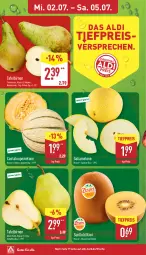 Gazetka promocyjna Aldi Nord - Von Montag - Gazetka - ważna od 05.07 do 05.07.2025 - strona 7 - produkty: aldi, Birnen, eis, Elan, galiamelone, kiwi, LG, melone, reis, Schal, Schale, tafelbirnen, Ti, tiefpreis