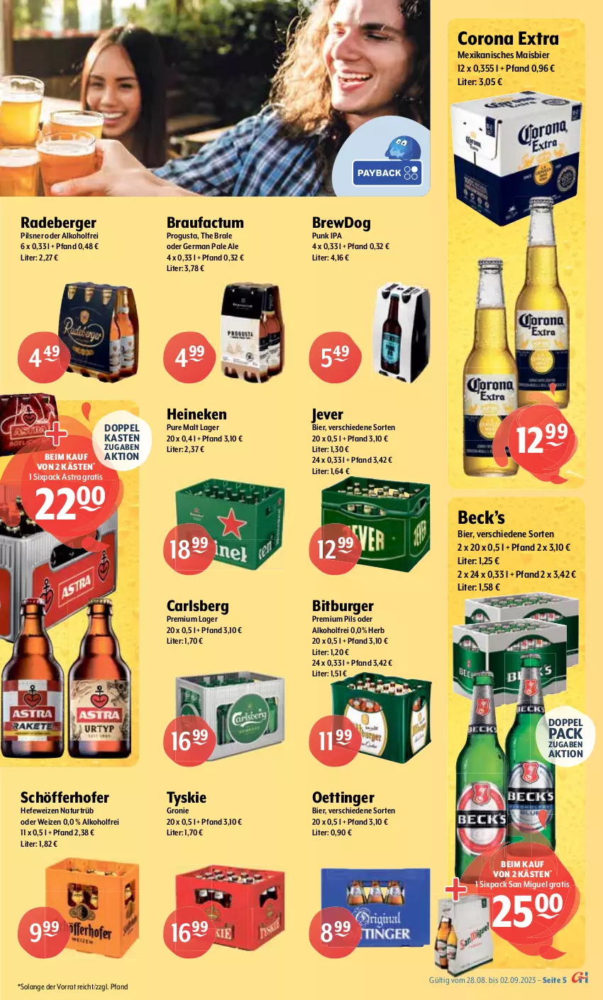 Aktueller Prospekt Getraenke Hoffmann - Prospekte - von 28.08 bis 02.09.2023 - strona 5 - produkty: alkohol, Astra, auer, Berger, bier, bitburger, budweiser, burger, carlsberg, corona, corona extra, desperados, eis, flensburger, franziskaner, Germ, getränk, gin, gösser, hasseröder, Hefe, hefeweizen, heineken, jever, köstritzer, mais, Mixer, mixery, natur, natur radler, oettinger, Peroni, pils, pilsener, pilsner, premium pils, radeberger, radler, schöfferhofer, tequila, Ti, tyskie, veltins, veltins pilsener, weissbier