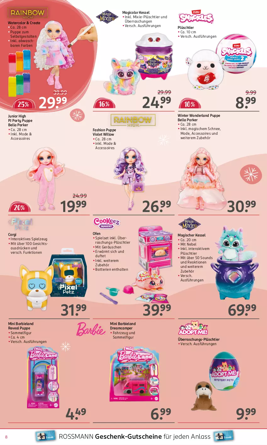 Aktueller Prospekt Rossmann - Prospekte - von 16.12 bis 20.12.2024 - strona 8 - produkty: ACC, accessoires, Barbie, batterie, batterien, Elan, gutschein, gutscheine, Mode, Ofen, Plüsch, Puppe, spielzeug, Ti