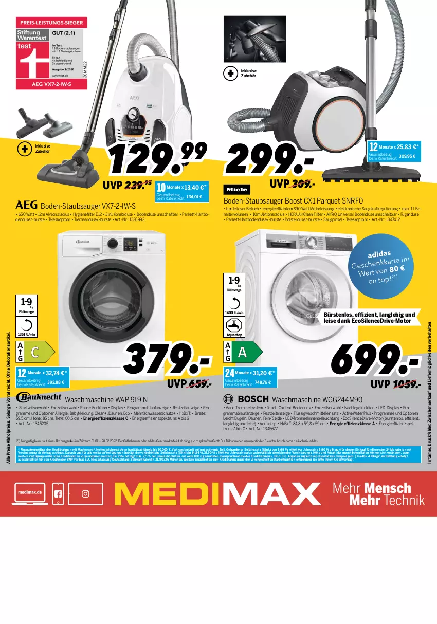 Aktueller Prospekt Medimax - MEDIMAX Prospekt KW03 2022 - von 14.01 bis 20.01.2022 - strona 8 - produkty: abholpreise, Adidas, aqua, aquastop, Behälter, beleuchtung, beutel, bosch, Brei, bügel, bürste, bürsten, dekoration, eis, Elektro, erde, gefu, hygienefilter, kleid, Kleidung, kraft, LG, mab, mastercard, Pinsel, reis, rum, Schal, Spektrum, staubsauger, Teleskop, Ti, trommel, waschmaschine, waschmittel, wasser