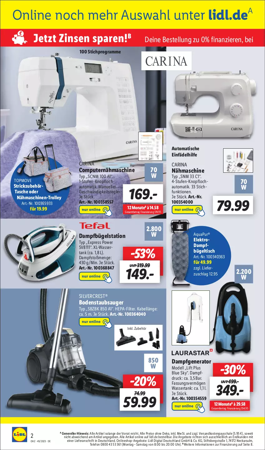 Aktueller Prospekt Lidl - Wochen-Highlights im Onlineshop - von 04.12 bis 10.12.2023 - strona 2 - produkty: angebot, angebote, aqua, AquaPur, auto, bodenstaubsauger, bügel, Bügelstation, bügeltisch, computer, dampfbügelstation, Dampfgenerator, dell, eis, Elektro, elle, HP, Mode, Nähmaschine, ndk, pute, reis, rel, Schal, Schale, silvercrest, staubsauger, Tasche, telefon, Ti, tisch, trolley, uhr, wasser, wassertank