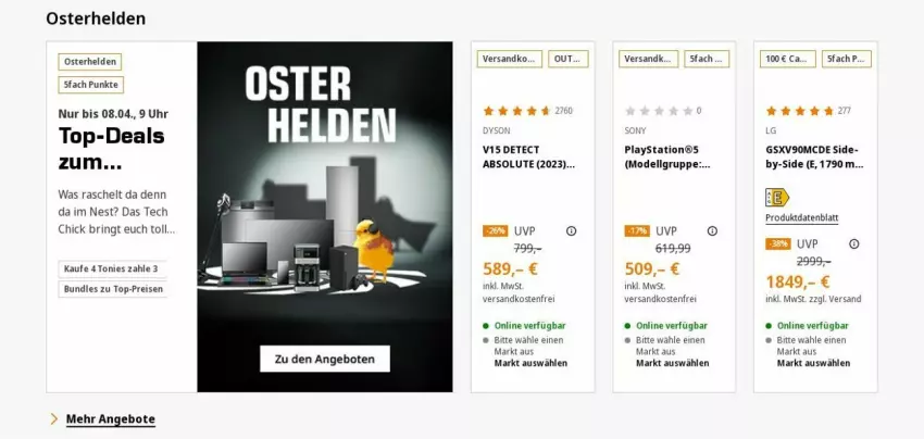 Aktueller Prospekt Saturn - Prospekte - von 01.04 bis 10.04.2024 - strona 1 - produkty: angebot, angebote, dell, Dyson, eis, lays, LG, Mode, ndk, PlayStation, reis, ring, Ti, top-preis, uhr, versandkostenfrei