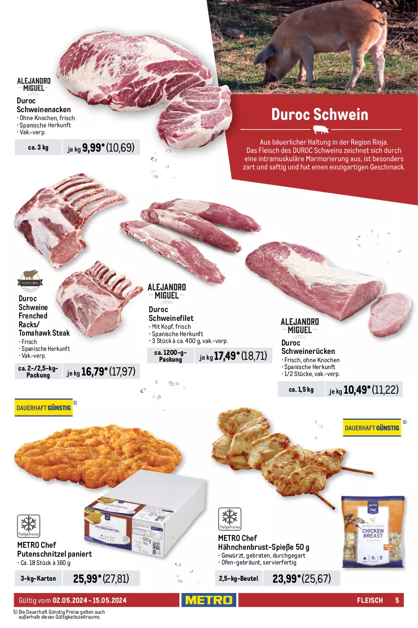 Aktueller Prospekt Metro - GastroJournal - von 02.05 bis 15.05.2024 - strona 5 - produkty: auer, beef, beutel, braten, Brei, decke, Deckel, eis, elle, filet, fleisch, gewürz, hähnchenbrust, kotelett, lamm, lammkotelett, Metro, Ofen, pute, putenschnitzel, reis, rind, rinder, roastbeef, rollbraten, Schal, Schale, schnitten, schnitzel, schwein, schweine, schweinefilet, schweinenacken, schweinerücken, steak, steakhüfte, tafelspitz, Ti, wein, weine