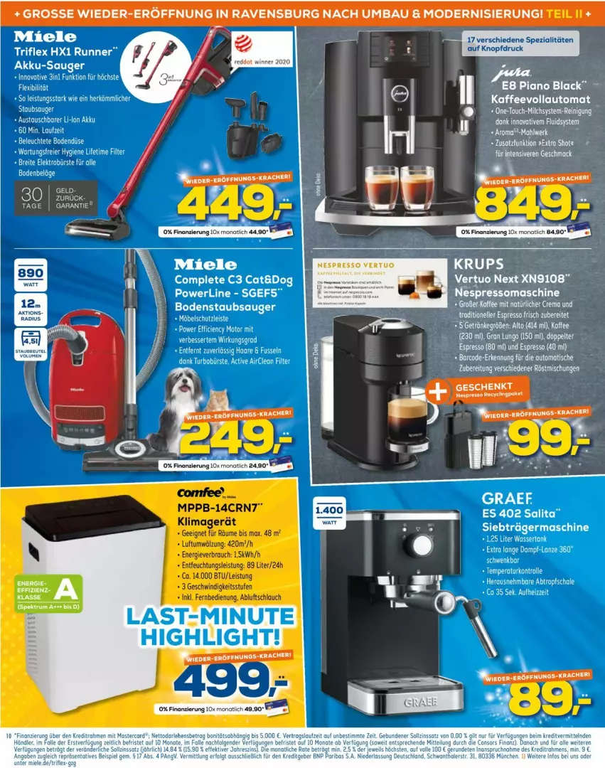 Aktueller Prospekt Euronics - Prospekte - von 10.08 bis 17.08.2022 - strona 10 - produkty: akku, auer, Bau, bodenstaubsauger, bürste, eis, elle, espresso, fernbedienung, Germ, kaffee, klimagerät, kracher, lack, miele, möbel, Mode, natur, nespresso, Rauch, schlauch, Spezi, staubsauger, Ti, ZTE