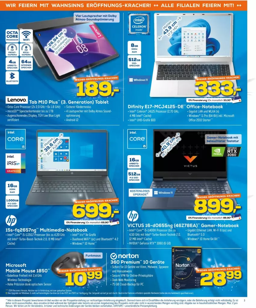 Aktueller Prospekt Euronics - Prospekte - von 10.08 bis 17.08.2022 - strona 3 - produkty: eier, Intel, lautsprecher, lenovo, Leuchte, Maus, notebook, Tastatur, Ti