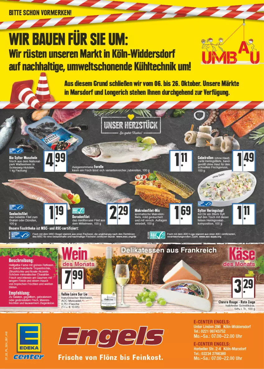 Aktueller Prospekt E Center - Angebote der Woche - von 12.09 bis 17.09.2022 - strona 24 - produkty: bio, braten, deka, Dorade, eis, elle, Engel, filet, filets, Finish, fisch, fische, Fischer, fischtheke, flasche, früchte, früchten, gabel, grill, halbfester schnittkäse, hering, Herings, heringsfilets, Käse, LG, Makrele, mars, Muscheln, nuss, rel, Ria, ring, rouge, salat, salate, Schere, schnittkäse, Sylter, tee, Ti, tisch, uhr, wein, Weißwein, ziegenkäse