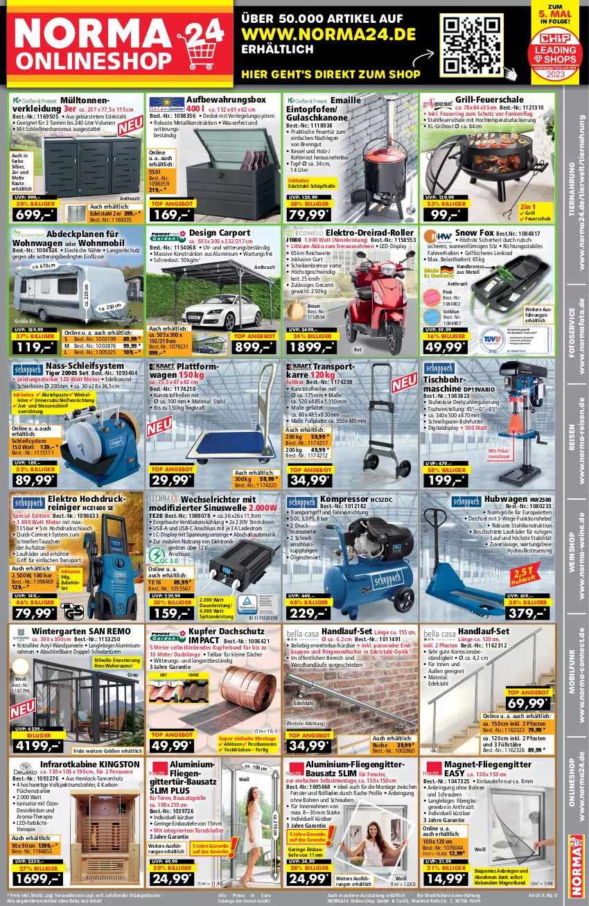 Aktueller Prospekt Norma - Norma - von 20.10 bis 05.11.2023 - strona 1 - produkty: abdeckplane, akku, aldi, angebot, asti, auer, aufbewahrungsbox, auto, Bau, braun, buch, bürste, Carport, decke, Deckel, Desinfektion, Dreirad, edelstahl, eintopf, eis, Elektro, elle, fenster, feuerschale, fliegengitter, Garten, grill, grillrost, gulasch, Holz, HP, Kingston, kleid, Kleidung, kompressor, kraft, lack, latte, laufräder, leine, LG, Liege, maille, messer, ndk, Ofen, Palette, paneel, reifen, reiniger, reis, Ria, riegel, ring, Roller, rum, rwe, Schal, Schale, schlauch, schrauben, Spektrum, Sport, steckdose, Ti, tiernahrung, tisch, Tischbohrmaschine, topf, transportkarre, usb, Wanne, wasser, wein, weine, weinshop