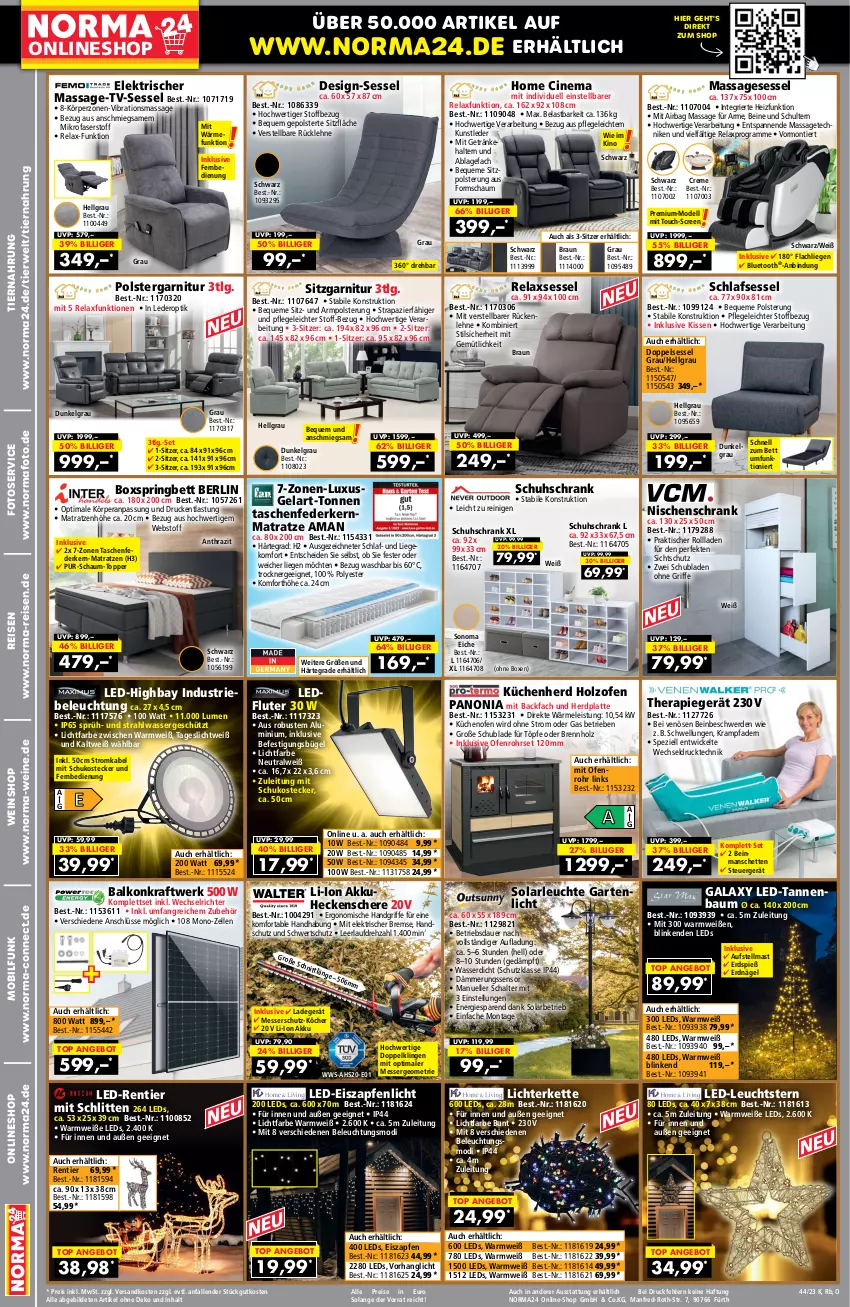 Aktueller Prospekt Norma - Norma - von 20.10 bis 05.11.2023 - strona 2 - produkty: akku, angebot, auer, Bau, beleuchtung, bett, boxspringbett, braun, Brennholz, bügel, cin, creme, dell, eis, elle, erde, Ergee, federkern, federkernmatratze, fernbedienung, garnitur, Garten, getränk, getränke, heckenschere, Holz, kernmatratze, Kette, kissen, kraft, küche, Küchen, Küchenherd, ladegerät, latte, leds, Leuchte, LG, lichterkette, Liege, matratze, matratzen, messer, mikrofaser, Mode, ndk, Nike, Ofen, reis, rel, relaxsessel, ring, rückenlehne, rwe, Schal, Schere, Schlitten, Schrank, schubladen, schuhschrank, sessel, sonoma eiche, Spezi, Tasche, taschen, taschenfederkern-matratze, taschenfederkernmatratze, Ti, tiernahrung, tisch, topper, Trockner, wasser, wein, weine, weinshop, WICK