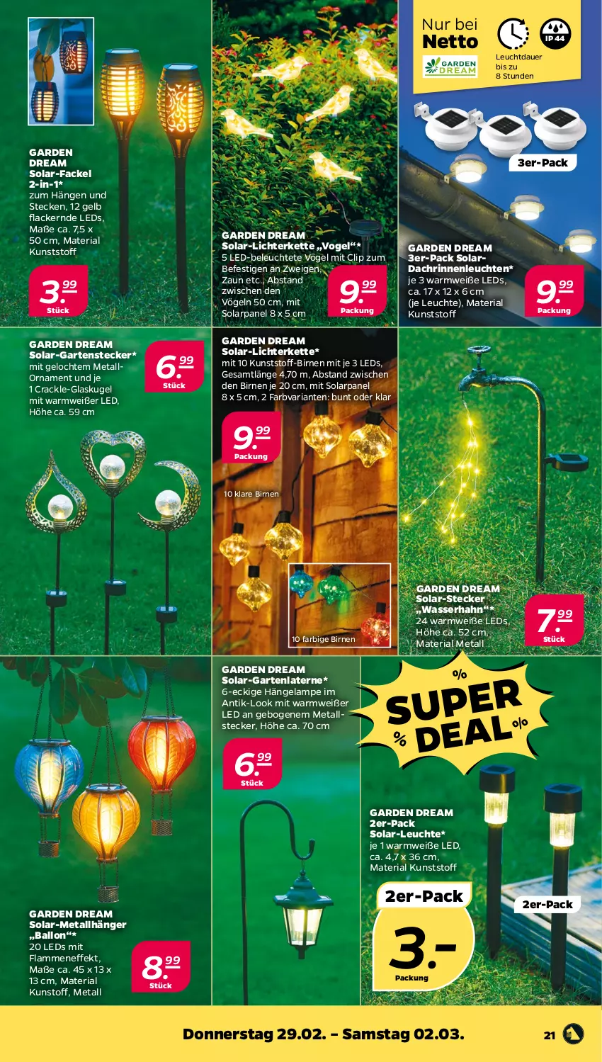 Aktueller Prospekt Netto - Woche 9 - von 26.02 bis 02.03.2024 - strona 21 - produkty: auer, ball, Birnen, Garten, Glaskugel, Kette, Kugel, lack, Lacke, lamm, Lampe, laterne, leds, Leuchte, leuchten, lichterkette, Ria, Ti, wasser