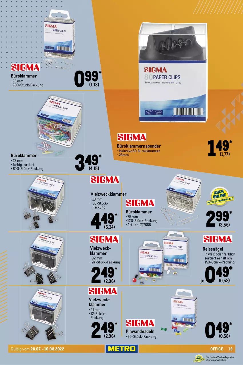 Aktueller Prospekt Metro - Office Spezial - von 28.07 bis 10.08.2022 - strona 19 - produkty: decke, Deckel, edelstahl, eis, Klammern, lamm, office, reis, reiss, Schere, Ti, weck