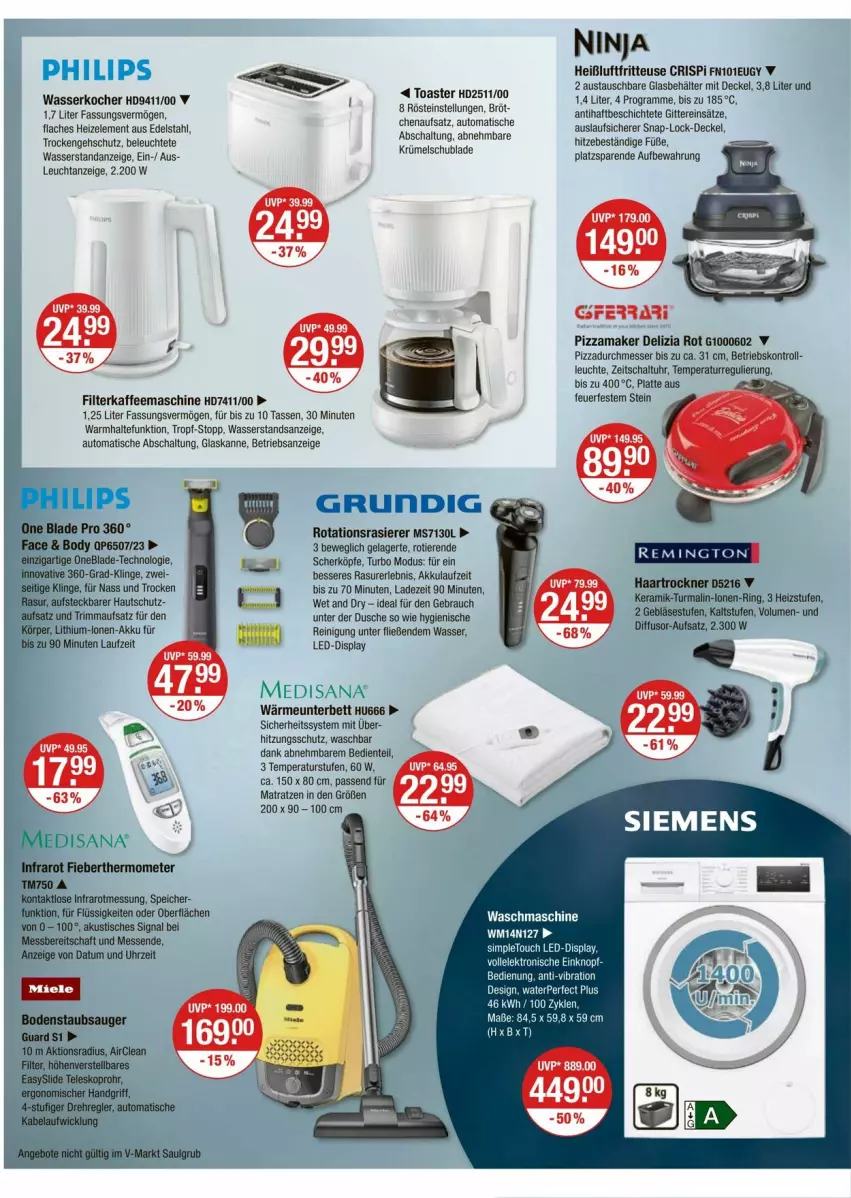 Aktueller Prospekt Vmarkt - Prospekte - von 23.10 bis 29.10.2025 - strona 16 - produkty: akku, aust, auto, Behälter, bett, body, decke, Deckel, dusche, edelstahl, Elektro, ente, Fieberthermometer, filterkaffee, fritteuse, grundig, haartrockner, Heißluftfritteuse, isana, kaffee, kaffeemaschine, Kocher, latte, Leuchte, Lithium-Lonen-Akku, matratze, matratzen, medisana, messer, pizza, rasierer, Rauch, Reinigung, ring, sana, Schal, Signal, tasse, thermometer, Ti, Tiere, tisch, toast, toaster, Trockner, uhr, waschmaschine, wasser, wasserkocher