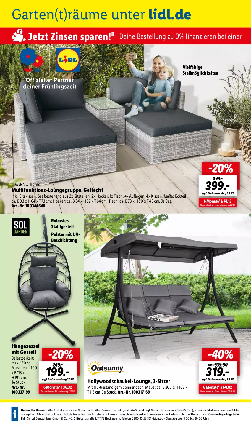 Aktueller Prospekt Lidl - Aktuelle Onlineshop-Highlights - von 01.04 bis 30.04.2024 - strona 2 - produkty: angebot, angebote, eis, elle, Garten, hängesessel, hocker, hollywoodschaukel, kissen, LG, ndk, reis, rel, Schal, Schale, Schaukel, sessel, sitzkissen, telefon, Ti, tisch, uhr, ZTE