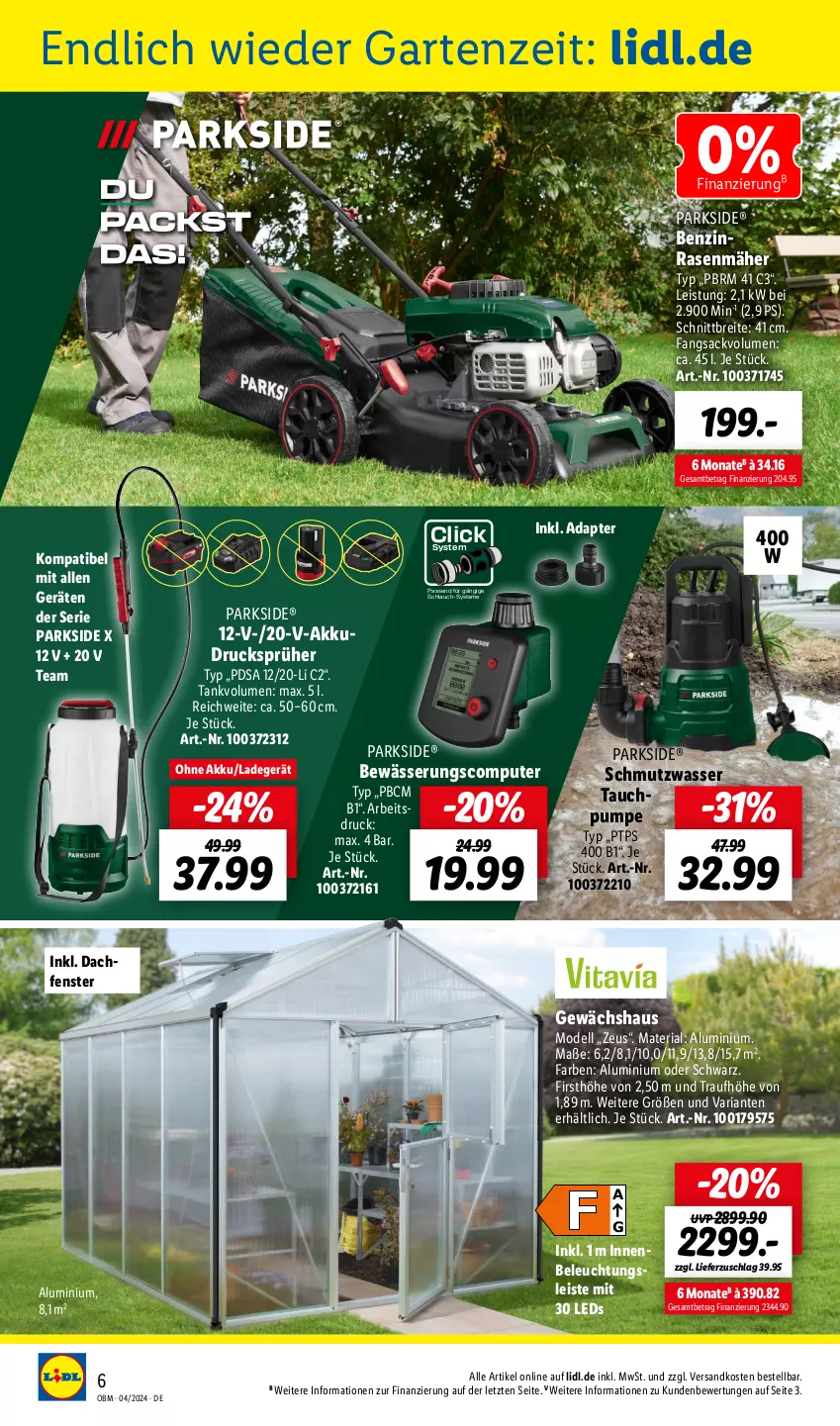 Aktueller Prospekt Lidl - Aktuelle Onlineshop-Highlights - von 01.04 bis 30.04.2024 - strona 6 - produkty: adapter, akku, beleuchtung, Brei, computer, dell, eis, fenster, Garten, Gewächshaus, ladegerät, leds, Mode, ndk, Parkside, pute, rasen, rasenmäher, Ria, sac, schlauch, Ti, wasser, ZTE