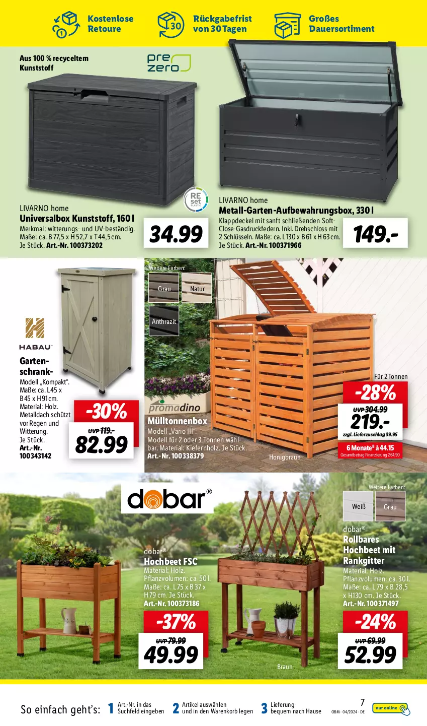 Aktueller Prospekt Lidl - Aktuelle Onlineshop-Highlights - von 01.04 bis 30.04.2024 - strona 7 - produkty: auer, aufbewahrungsbox, braun, decke, Deckel, dell, Garten, Holz, honig, korb, Mode, natur, Ria, Schrank, Ti