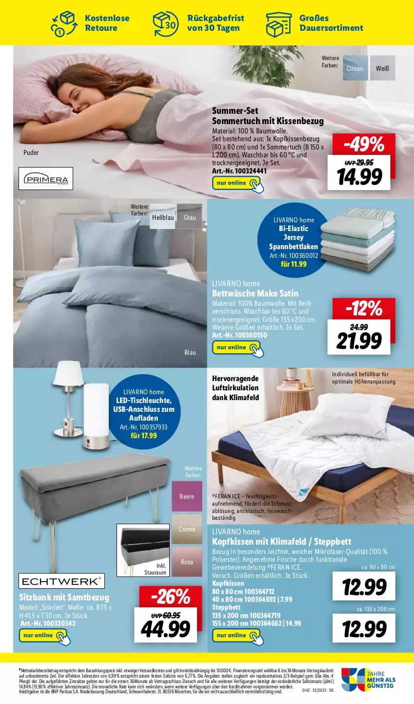 Aktueller Prospekt Lidl - Wochen-Highlights im Onlineshop - von 14.08 bis 20.08.2023 - strona 7 - produkty: asti, auer, Bank, Bau, baumwolle, beere, bett, bettwäsche, creme, dell, eis, elle, erde, Ergee, jersey spannbettlaken, kissen, Kissenbezug, kopfkissen, kopfkissenbezug, led-tischleuchte, Leuchte, mikrofaser, Mode, ndk, reis, Ria, sitzbank, spannbettlaken, steppbett, Ti, tisch, tischleuchte, Trockner, tuc, usb, wolle