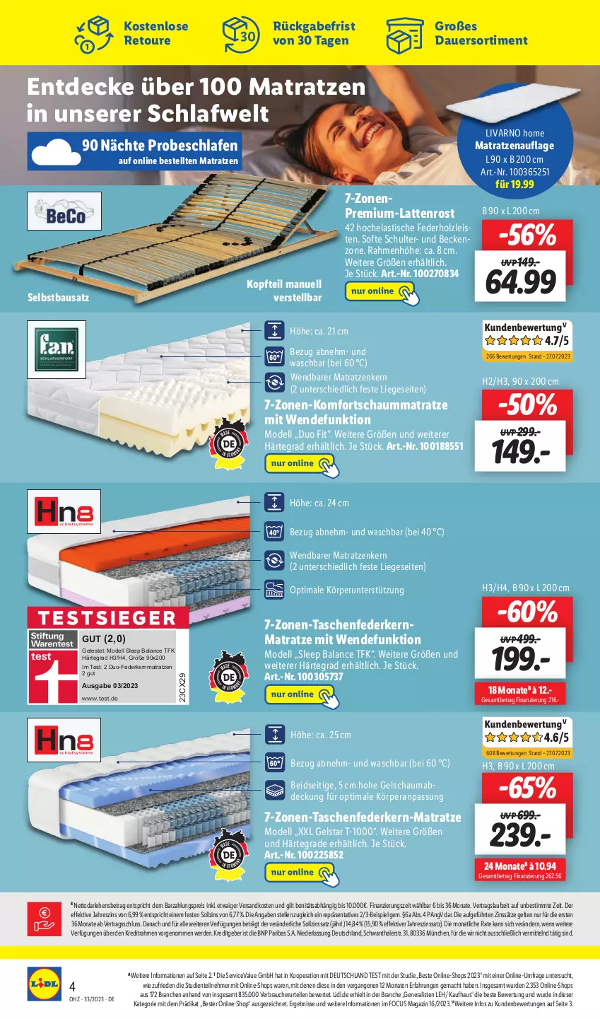 Aktueller Prospekt Lidl - Wochen-Highlights im Onlineshop - von 14.08 bis 20.08.2023 - strona 8 - produkty: asti, auer, Bau, decke, dell, eis, elle, ente, erde, federkern, federkernmatratze, Hela, Holz, Kenzo, kernmatratze, komfortschaummatratze, latte, lattenrost, Liege, mab, mac, magazin, matratze, matratzen, matratzenauflage, Mode, ndk, Rauch, reis, schauma, Schaummatratze, Tasche, taschen, taschenfederkern-matratze, taschenfederkernmatratze, Ti, tisch