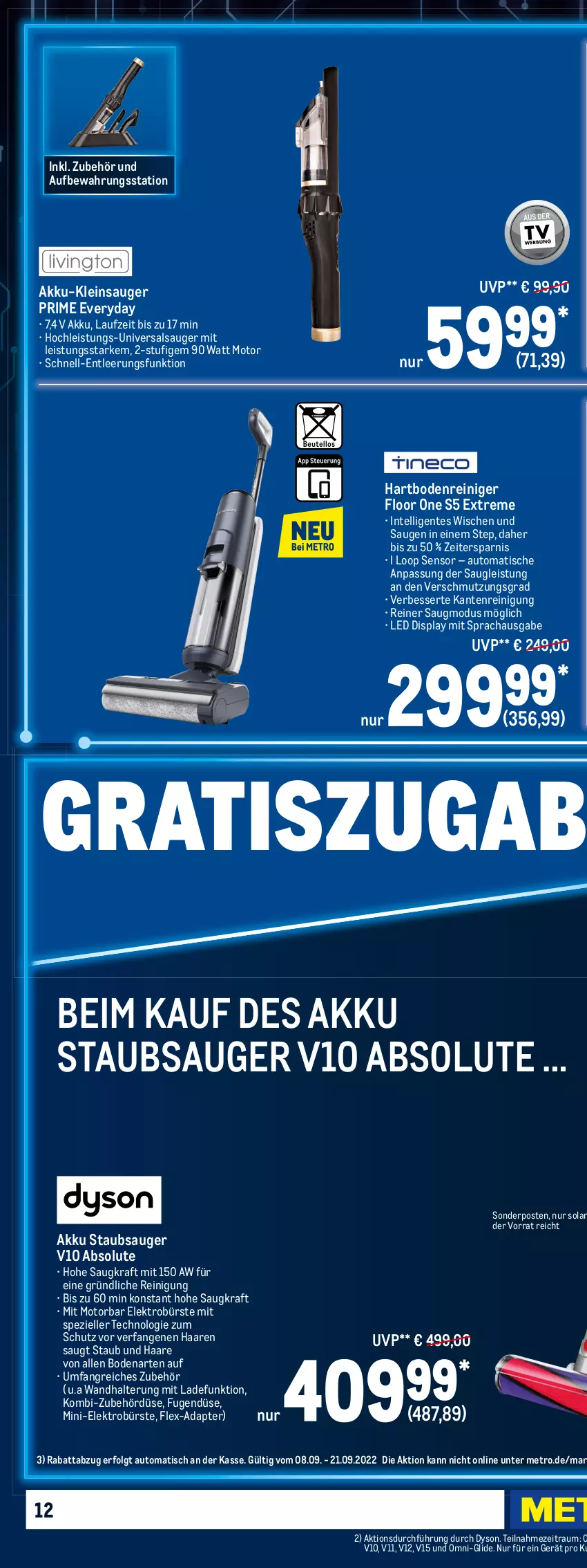 Aktueller Prospekt Metro - Technik Spezial - von 08.09 bis 21.09.2022 - strona 22 - produkty: adapter, akku, auer, aust, auto, beutel, bodensauger, bodenstaubsauger, bürste, bürsten, Cien, Dyson, edelstahl, eis, Elektro, elle, ente, erde, flasche, handstaubsauger, Hartbodenreiniger, hochdruckreiniger, Intel, kraft, LG, menalux, Metro, möbel, natur, natura, reiniger, Reinigung, reis, Salsa, schlauch, sonderposten, Spezi, staubbeutel, staubsauger, Stier, teller, teppich, Ti, tisch, top-hit, wandhalterung, wasser, wassertank