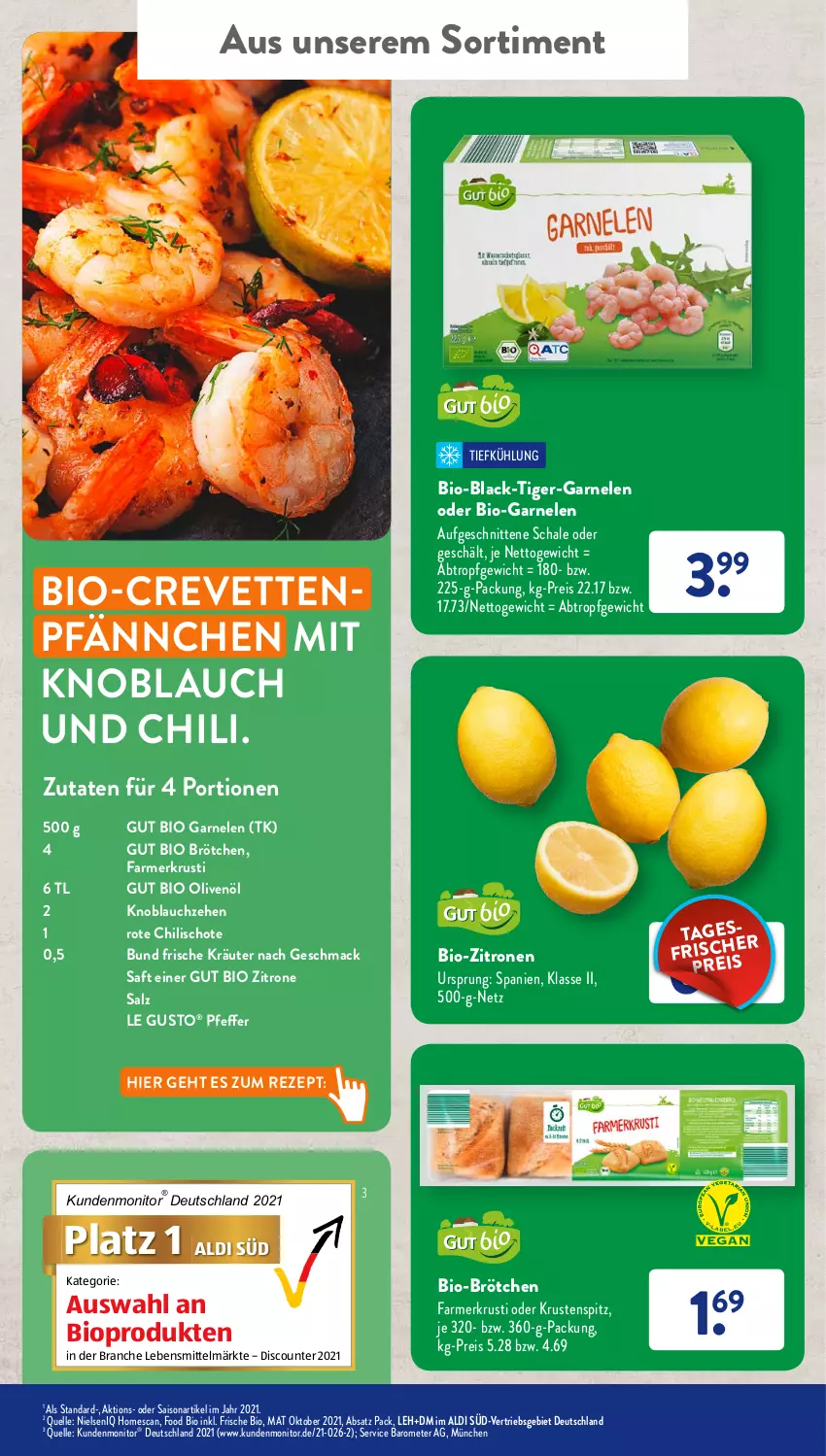 Aktueller Prospekt AldiSud - NÄCHSTE WOCHE - von 18.07 bis 23.07.2022 - strona 35 - produkty: aldi, bio, bio-zitronen, brötchen, chili, discount, eis, elle, garnelen, knoblauch, kräuter, lack, lebensmittel, mac, mit knoblauch, monitor, olive, oliven, olivenöl, pfeffer, reis, rezept, saft, salz, Schal, Schale, schnitten, Ti, Tiger-Garnelen, zitrone, zitronen