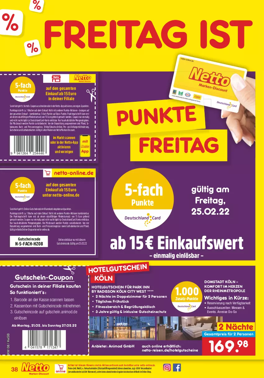 Aktueller Prospekt Netto Marken-Discount - Filial-Angebote - von 21.02 bis 26.02.2022 - strona 38 - produkty: buch, coupon, deutschlandcard, discount, eduscho, eis, erde, guthabenkarte, gutschein, gutscheine, korb, LG, mac, marken-discount, Metro, milch, ndk, Rauch, reis, Tchibo, Ti, versandkostenfrei