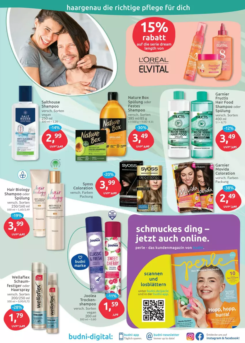 Aktueller Prospekt Budni - Prospekte - von 14.03 bis 19.03.2022 - strona 7 - produkty: aeg, aloe vera, decke, elvital, fructis, garnier, haarspray, natur, nature box, Pflegespülung, shampoo, shampoo oder spülung, spülung, syoss, tender, Ti, vita, Wella, wellaflex, Yo