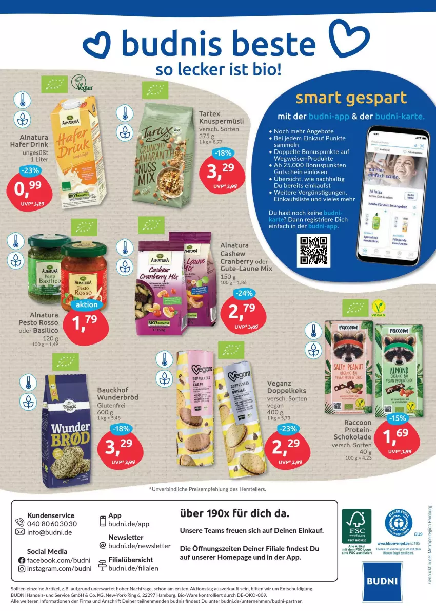 Aktueller Prospekt Budni - Prospekte - von 14.03 bis 19.03.2022 - strona 8 - produkty: ACC, angebot, angebote, auer, basilico, Bau, bio, Cashew, cranberry, drink, eis, elle, Engel, gutschein, hafer, Heu, keks, Knuspermüsli, müsli, natur, natura, Omep, pesto, reis, ring, schoko, schokolade, spülmittel, teller, Ti, trolli, Yo