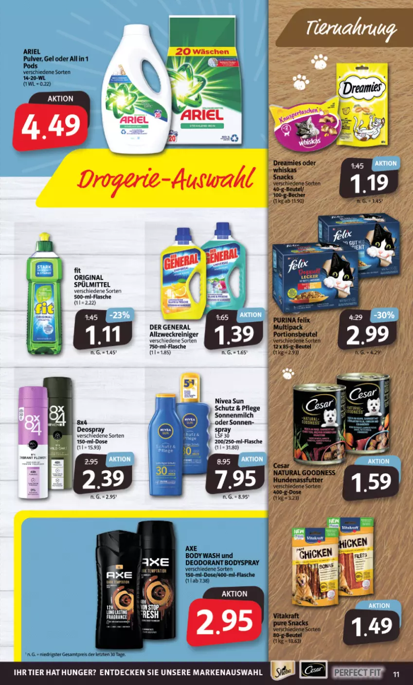 Aktueller Prospekt Markant - Prospekte - von 17.04 bis 22.04.2023 - strona 11 - produkty: allzweckreiniger, decke, deo, deospray, eis, flasche, gin, milch, nivea, nivea sun, Perfect Fit, reiniger, reis, sonnenmilch, spülmittel, Ti, weck