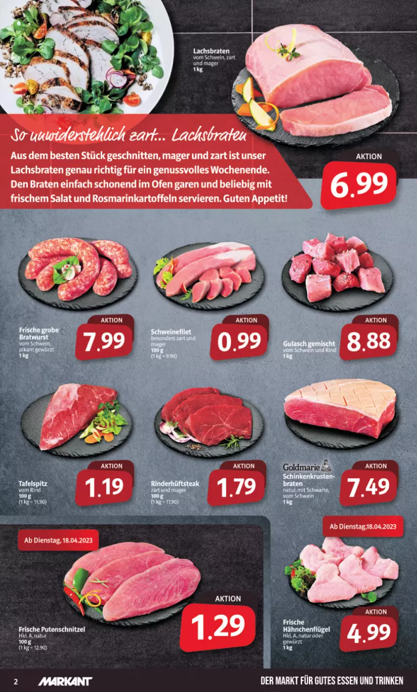 Aktueller Prospekt Markant - Prospekte - von 17.04 bis 22.04.2023 - strona 2 - produkty: braten, Brei, gutes essen, kartoffel, kartoffeln, lachs, Lachsbraten, natur, nuss, Ofen, rosmarin, salat, tee, Ti, ZTE