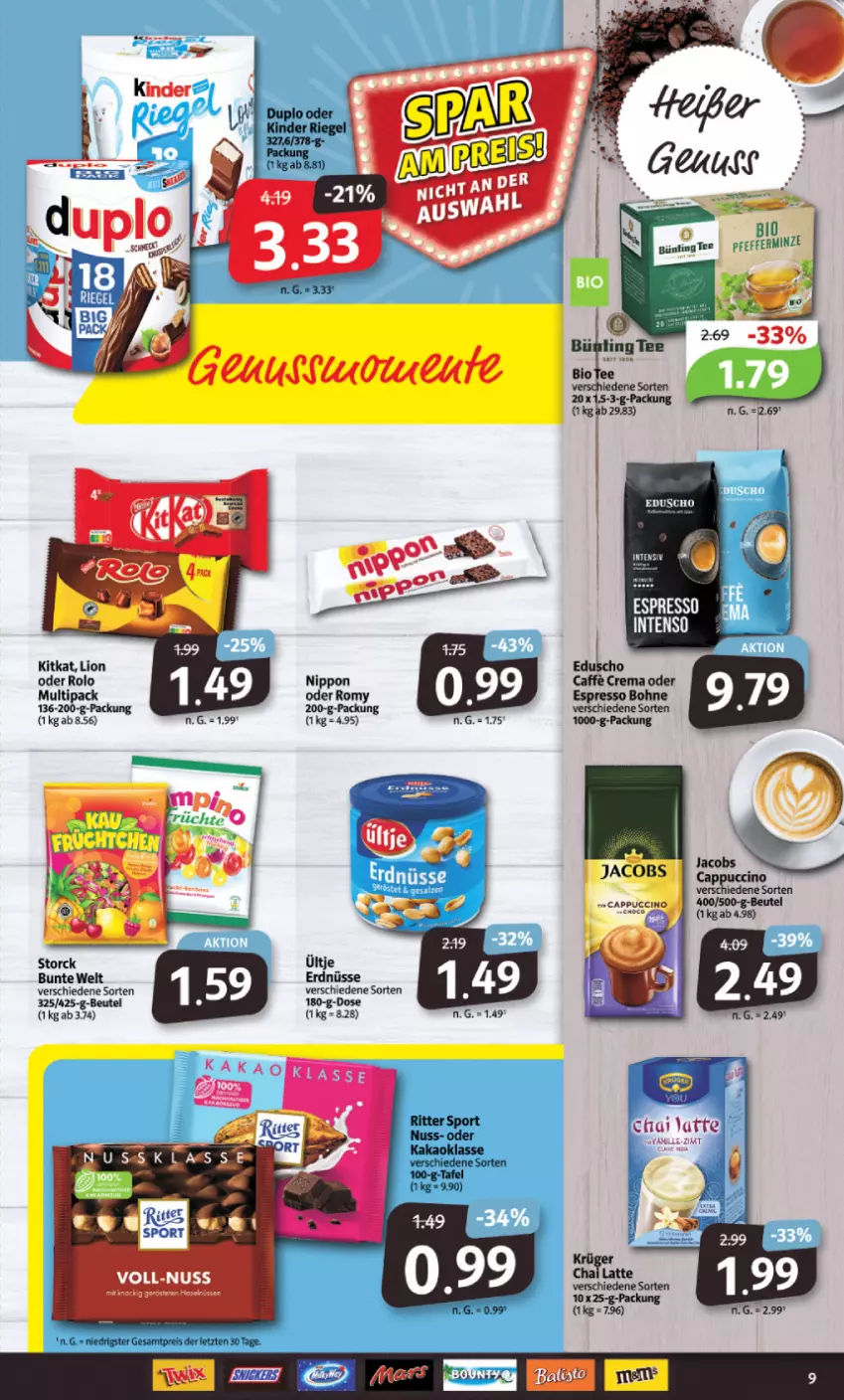 Aktueller Prospekt Markant - Prospekte - von 17.04 bis 22.04.2023 - strona 9 - produkty: beutel, bio, Cap, cappuccino, cin, duplo, intenso, Kinder, latte, minze, Sport, storck, ültje