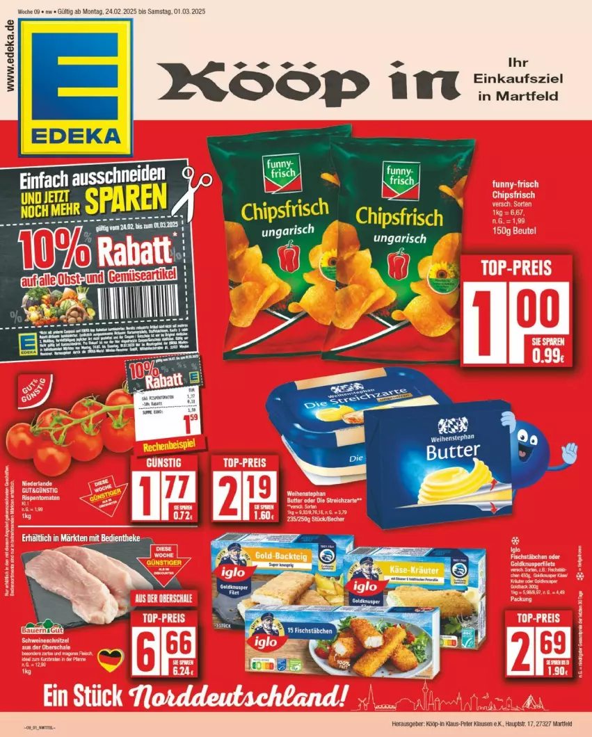 Aktueller Prospekt Edeka - Prospekte - von 24.02 bis 01.03.2025 - strona 1 - produkty: chips, chipsfrisch, deka, Ti