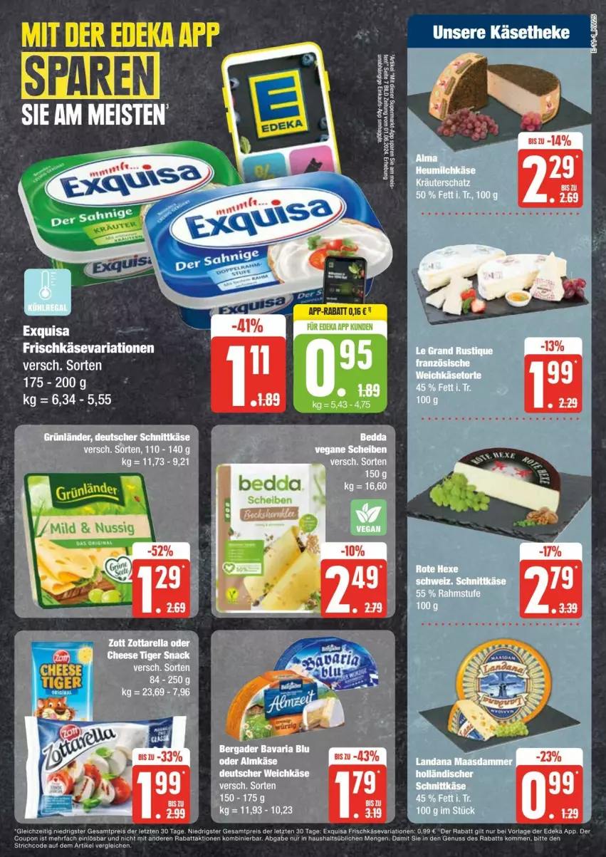 Aktueller Prospekt Edeka - Prospekte - von 15.06 bis 22.06.2024 - strona 11 - produkty: deka, eis, exquisa, exquisa frischkäse, frischkäse, Käse, käsetheke, LG, nuss, reis, Ria, snack, Ti, ZTE