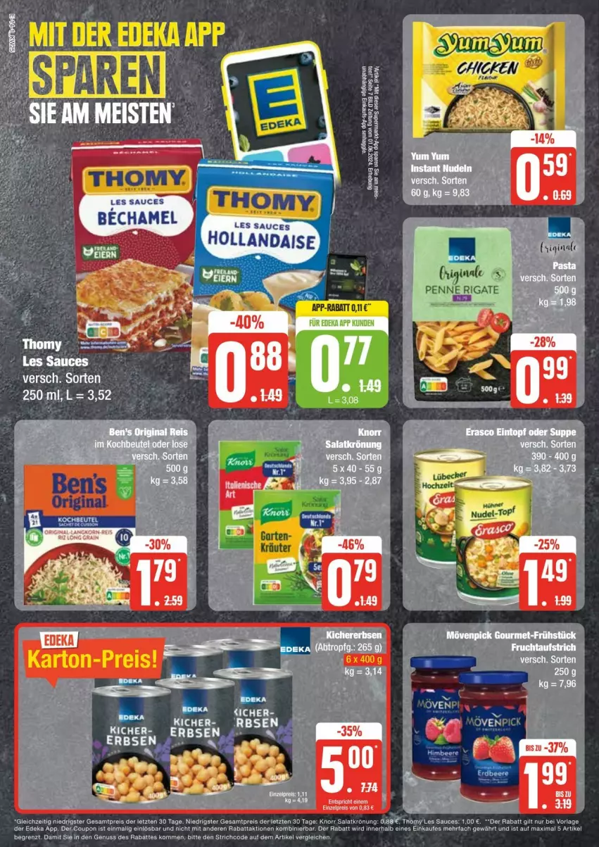 Aktueller Prospekt Edeka - Prospekte - von 15.06 bis 22.06.2024 - strona 14 - produkty: coupon, deka, eis, ente, hollandaise, knorr, nuss, reis, thomy, Ti, ZTE