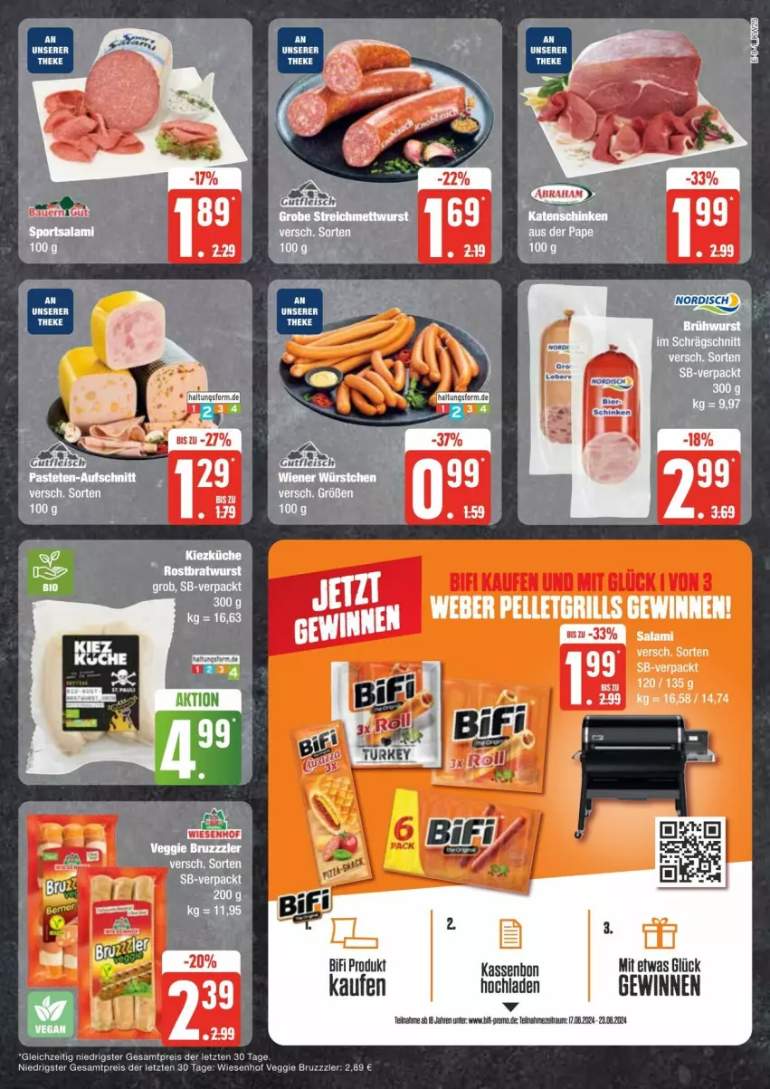 Aktueller Prospekt Edeka - Prospekte - von 15.06 bis 22.06.2024 - strona 9 - produkty: bifi, bruzzzler, eis, reis, rum, Ti, veggie, weber, wiesenhof, ZTE