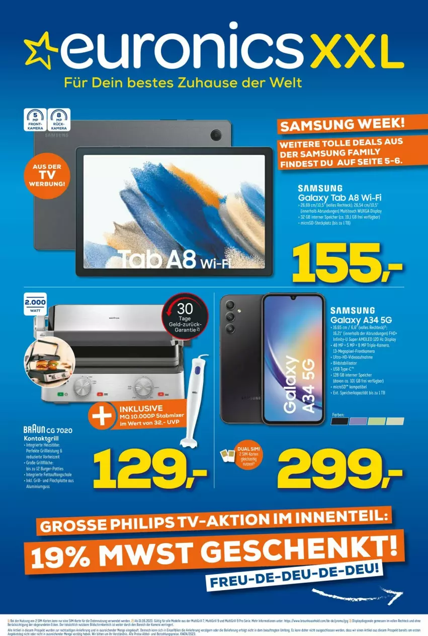 Aktueller Prospekt Euronics - Prospekte - von 14.06 bis 21.06.2023 - strona 1 - produkty: eis, grill, kontaktgrill, LG, Samsung, samsung galaxy, Samsung Galaxy A, tee