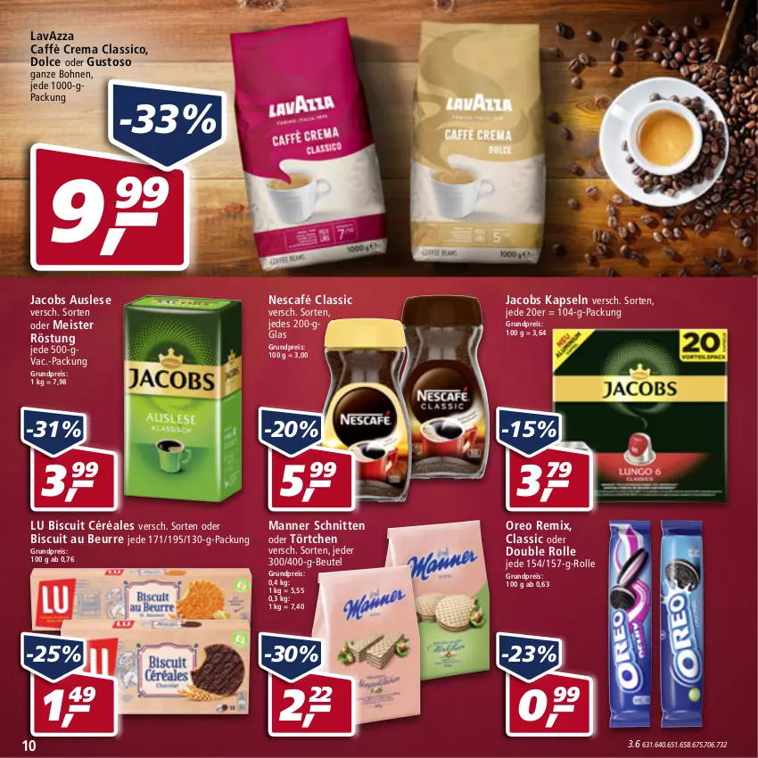 Aktueller Prospekt Real - von 16.05 bis 21.05.2022 - strona 10 - produkty: beutel, bohne, bohnen, caffè crema, classico, eis, jacobs, lavazza, Manner, Meister, Nescafé, oreo, reis, schnitten, Törtchen