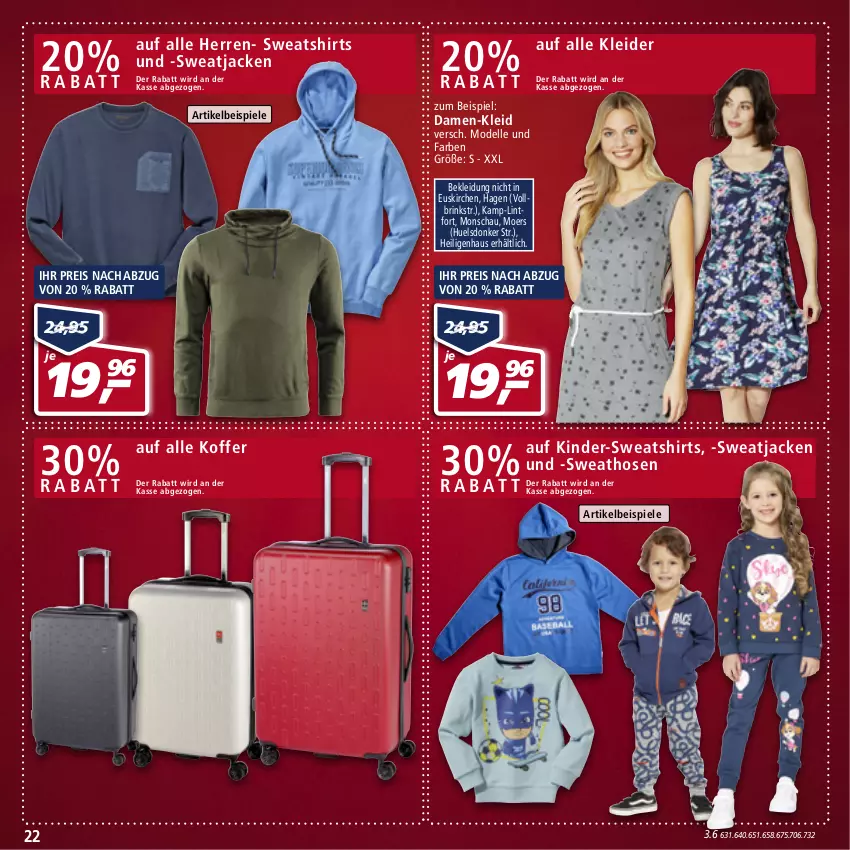 Aktueller Prospekt Real - von 16.05 bis 21.05.2022 - strona 22 - produkty: dell, eis, elle, hose, hosen, Jacke, Kinder, kleid, kleider, Kleidung, koffer, Mode, reis, shirt, shirts, Spiele, Sweathose, sweatjacke, Sweatshirt, Ti