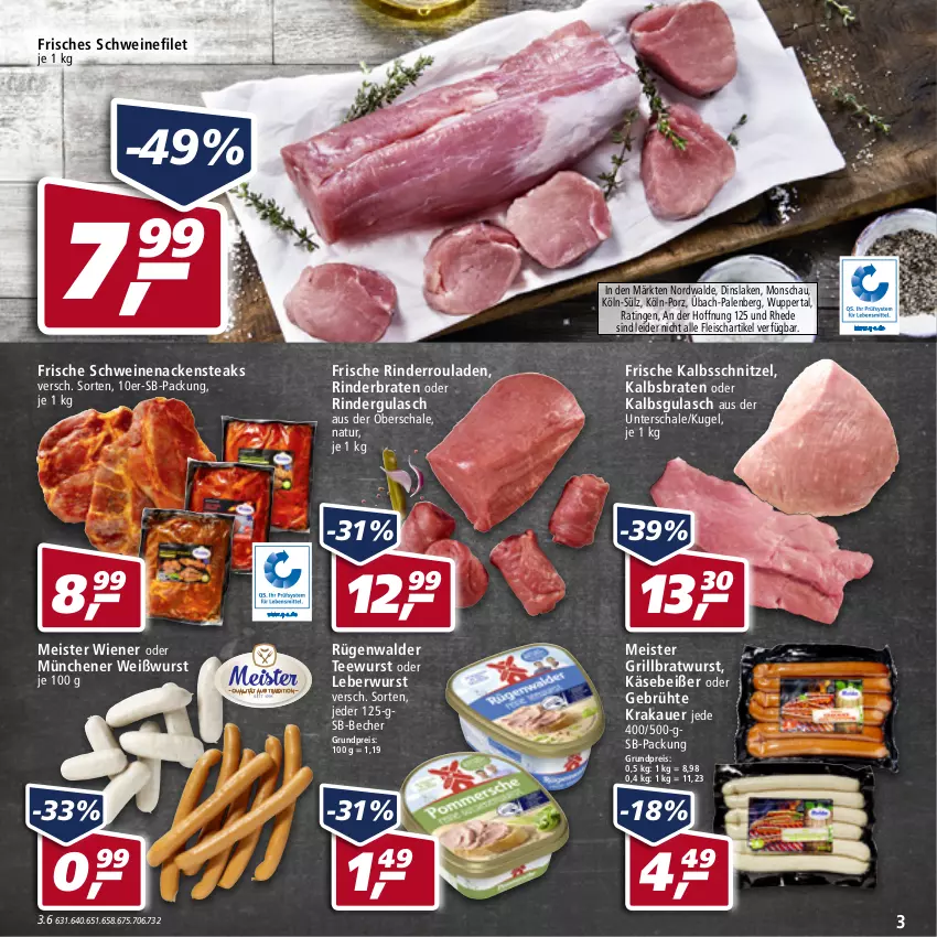 Aktueller Prospekt Real - von 16.05 bis 21.05.2022 - strona 3 - produkty: auer, Becher, braten, bratwurst, eis, filet, fleisch, grill, grillbratwurst, gulasch, kalbsschnitzel, Käse, krakauer, Kugel, leberwurst, Meister, Nackensteak, nackensteaks, natur, oder rindergulasch, reis, rind, rinder, rinderbraten, rindergulasch, Rinderroulade, rinderrouladen, rouladen, rügenwalder, Schal, Schale, schnitzel, schwein, schweine, schweinefilet, schweinenacken, steak, steaks, tee, teewurst, Ti, wein, weine, Weißwurst, wiener, wurst