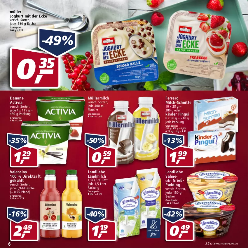 Aktueller Prospekt Real - von 16.05 bis 21.05.2022 - strona 6 - produkty: activia, Becher, danone, danone activia, direktsaft, eis, ferrero, flasche, Grießpudding, joghur, joghurt, joghurt mit der ecke, Kinder, kinder pingui, landliebe, landmilch, milch, milch-schnitte, Müller, müllermilch, pingui, pudding, reis, saft, sahne, Ti, valensina