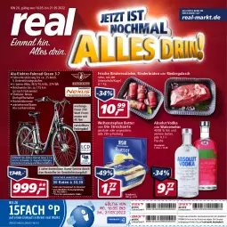 Gazetka promocyjna Real - Gazetka - ważna od 21.05 do 21.05.2022 - strona 1 - produkty: Absolut Vodka, akku, Bau, braten, Brei, butter, coupon, drehgriffschalter, eier, eis, Elektro, elle, ente, Fahrrad, flasche, gabel, gulasch, Kugel, natur, nexus, oder rindergulasch, payback, preis für vormontierte räder, reis, rind, rinder, rinderbraten, rindergulasch, Rinderroulade, rinderrouladen, rouladen, rücktrittbremse, rwe, salz, Schal, Schale, shimano, Streichzart, teller, Ti, vodka, weihenstephan