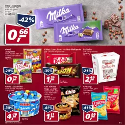 Gazetka promocyjna Real - Gazetka - ważna od 21.05 do 21.05.2022 - strona 11 - produkty: beutel, chips, crunchips, dip, eis, haribo, kitkat, lachgummi, lion, milka, milka schokolade, nimm2, raffaello, reis, schoko, schokolade, Ti, tortilla, tortillas