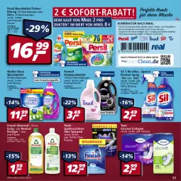 Gazetka promocyjna Real - Gazetka - ważna od 21.05 do 21.05.2022 - strona 17 - produkty: bier, coupon, Discreet, eis, essig, feinwaschmittel, Finish, flasche, Frosch, henkel, persil, persil waschmittel, perwoll, reiniger, reis, salz, sofort-rabatt, Spezi, spülmaschinen, spülmaschinentabs, Ti, Tiere, waschmittel