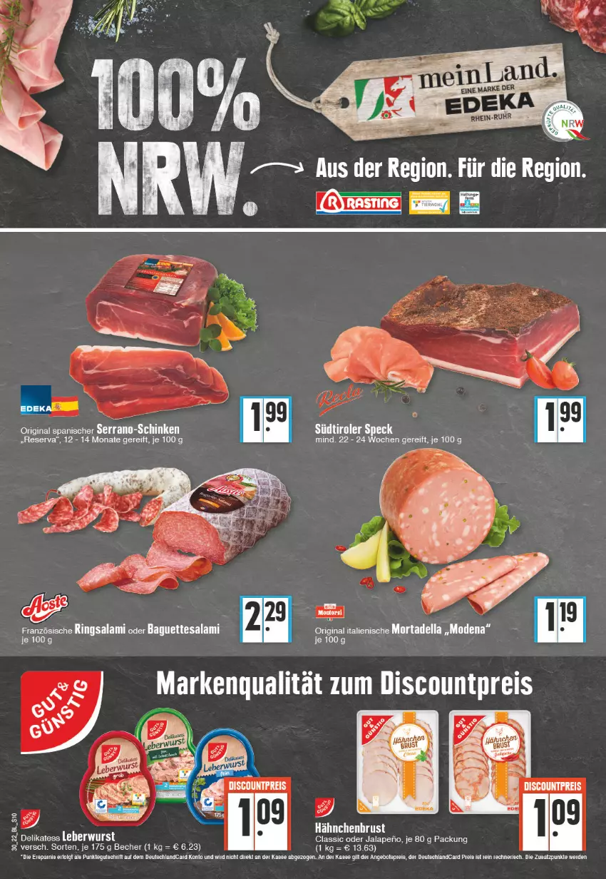 Aktueller Prospekt Edeka - Angebote der Woche - von 25.07 bis 30.07.2022 - strona 10 - produkty: baguette, baguettes, Becher, bett, Betten, dell, discount, eis, ente, gin, Mode, mortadella, reis, ring, salami, schinken, tee, tesa, Ti, torte